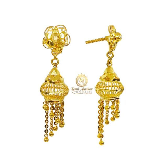 Gold Fancy Madrasi Jhumka by Rani Alankar Jewellery