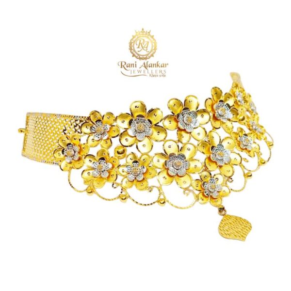 Gold Chokar Necklace ( Flower Design ) 22kt