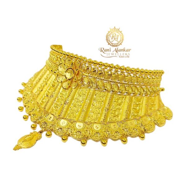 Gold Chokar Necklace ( Fancy Design ) 22kt