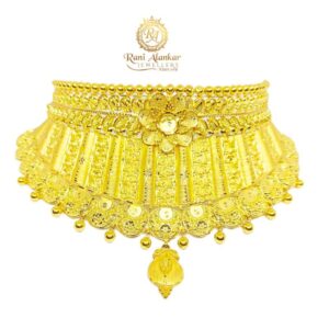 Gold Chokar Necklace ( Fancy Design ) 22kt