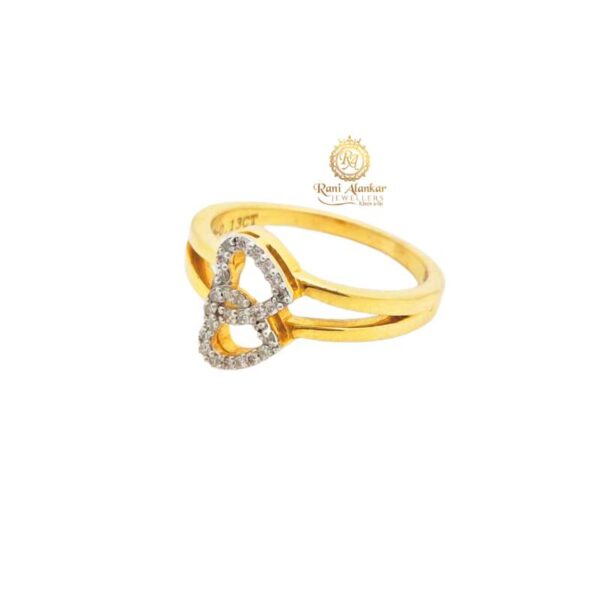 Yellow Gold Diamond Ring Heart Shap Design for Women