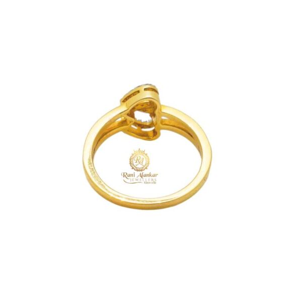 Yellow Gold Diamond Ring Heart Shap Design for Women