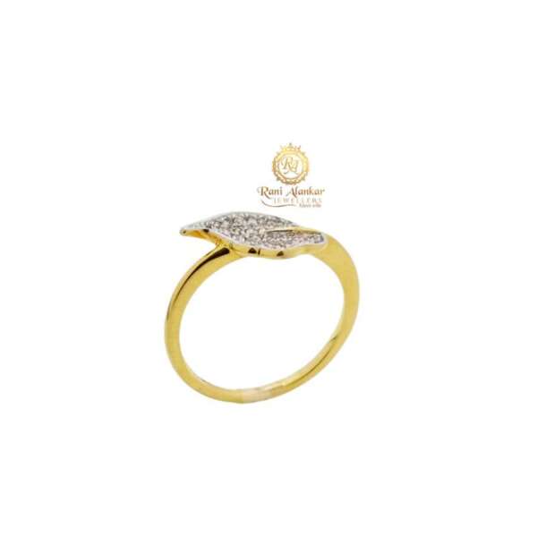 Yellow Gold Diamond Ring For Women ( Leaf Design )