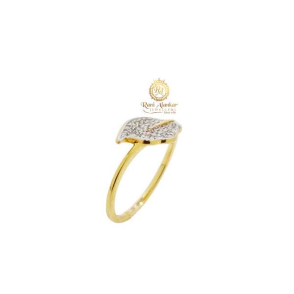 Yellow Gold Diamond Ring For Women ( Leaf Design )