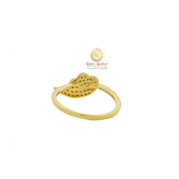 Yellow Gold Diamond Ring For Women ( Leaf Design )