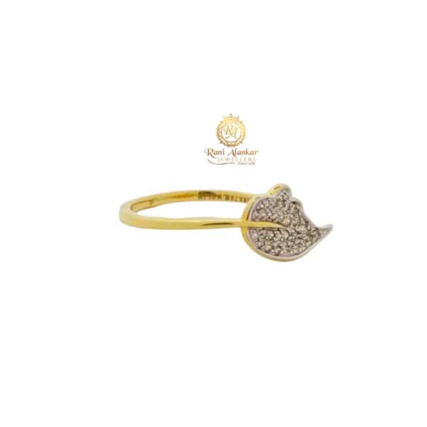 Yellow Gold Diamond Ring For Women ( Leaf Design )