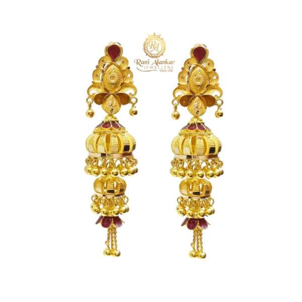 Gold Jhumka 3stap Design 18ct