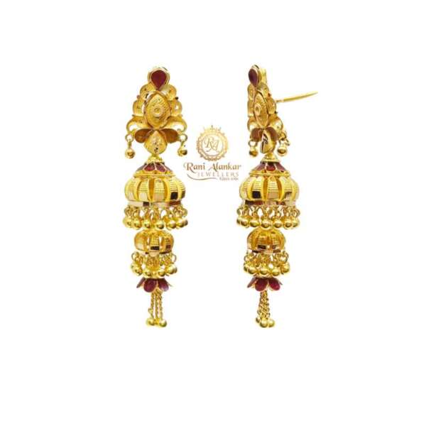 Gold Jhumka 3stap Design 18ct