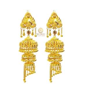 Gold Jhumka 3stap Design 18kt