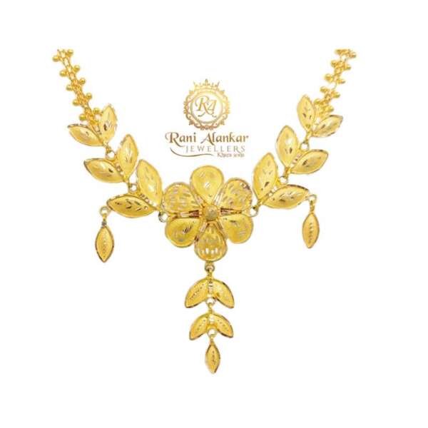 Gold Flower Design Necklace 22kt